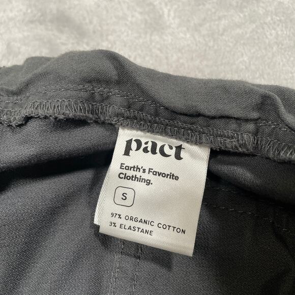 Pact Pants Small Grey Stretch Twill Wide Leg Elastic Waist Classic Casual - Picture 4 of 11